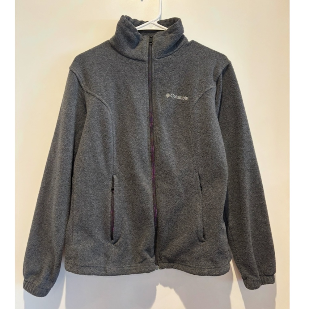 Columbia Full-Zip Grey Fleece Jacket – Warm & Lightweight
